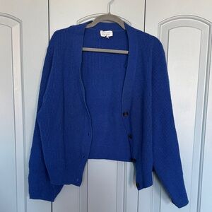 & Other Stories 100% Wool Cardigan | Royal Blue Stockholm Atelier Large